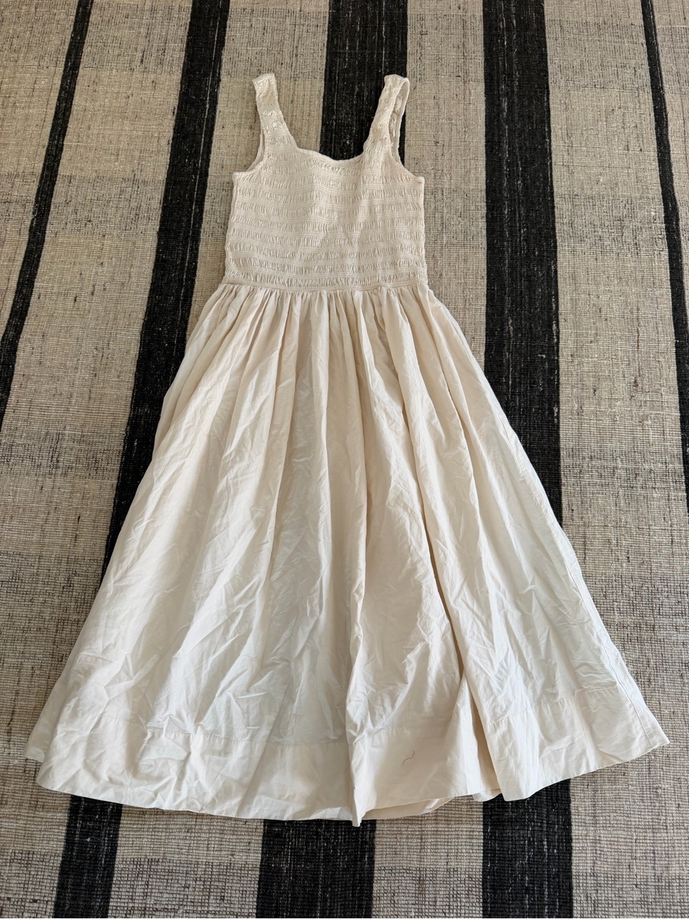 Pistola Alessia Smocked Tank Midi Dress Cream Ivory Size Large L